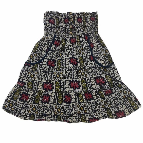 ABSTRACT Cartoon Floral Strapless Button Dress - Picture 9 of 9